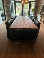 Zes zwarte lederen stoelen met wieltjes, Huis en Inrichting, Gebruikt, Zwart, Ophalen of Verzenden, Metaal