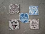 Oude Hollandse Tegels (5 stuks), Antiek en Kunst, Antiek | Wandborden en Tegels, Ophalen of Verzenden
