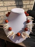 Rode Koraal , Lava , zoetwater Parel ketting, Sieraden, Tassen en Uiterlijk, Ophalen of Verzenden, Nieuw