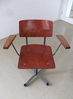 retro / design vintage plywood stoel uit de 60 / 70 jaren, Huis en Inrichting, Stoelen, Metaal, Gebruikt, Bruin, Retro / design