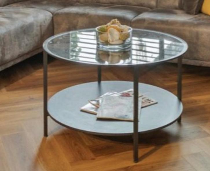 Ronde salontafel industriële look ZGN, Huis en Inrichting, Tafels | Salontafels, Zo goed als nieuw, Minder dan 50 cm, 50 tot 100 cm