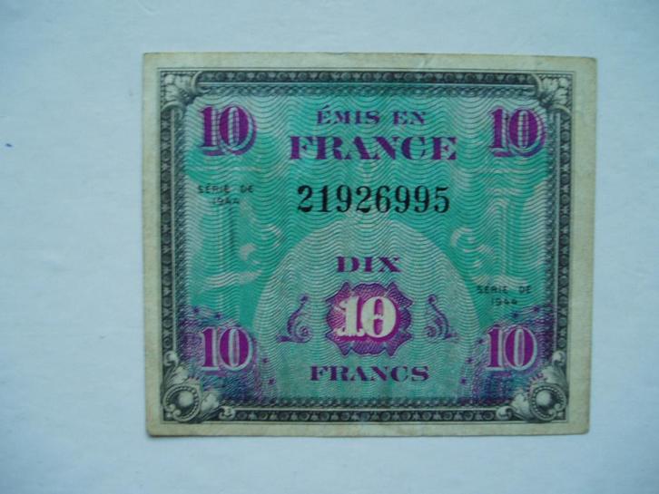 792. Frankrijk, AMC 10 francs 1944 WW II., Postzegels en Munten, Bankbiljetten | Europa | Niet-Eurobiljetten, Los biljet, Frankrijk