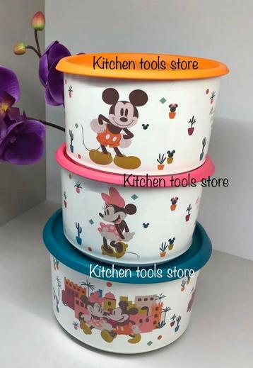 Tupperware Mickey mouse dozen set koektrommels bewaarbak beschikbaar voor biedingen