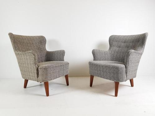 Vintage Artifort Theo Ruth fauteuils model dames zwart grijs, Huis en Inrichting, Fauteuils, Stof, Ophalen of Verzenden