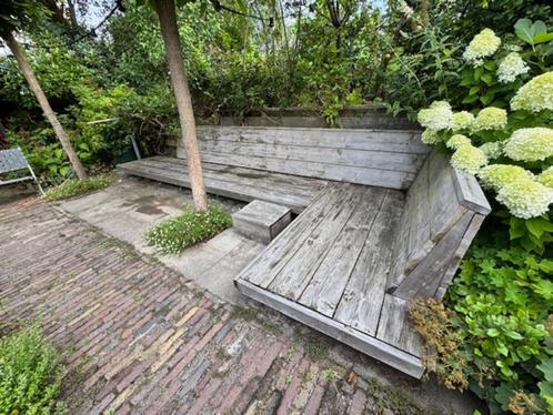 GRATIS: loungebank voor in de tuin, Tuin en Terras, Tuinsets en Loungesets, Gebruikt, Loungeset, Steigerhout, 7 zitplaatsen, Bank