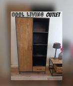 Wand/boekenkast met € 330,= korting, mangohout/metaal, Ophalen, 50 tot 100 cm, Zo goed als nieuw, Metaal