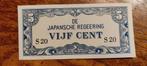 Bankbiljet Japanse Bezetting 5 Cent, Verzenden, Zuidoost-Azië, Los biljet