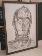 Star Wars tekening C3PO handgemaakt (inc. lijst), Ophalen of Verzenden, Nieuw, Boek of Poster