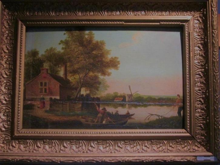 Hollands landschap - schilderij 18e-19e eeuw, Antiek en Kunst, Kunst | Schilderijen | Klassiek, Ophalen