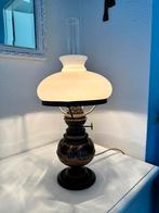 Brocante tinnen lamp, elektrisch, Kurz Tiel, Ophalen, Zo goed als nieuw, Glas, Minder dan 50 cm