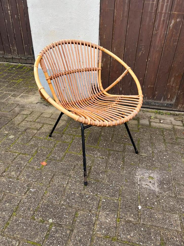 Bamboe rattan rotan vintage retro stoel jaren 60 €45, Verzamelen, Retro, Huis en Inrichting, Ophalen of Verzenden