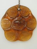 antiek amber glas hanger menora kandelaar jewish glass, Ophalen of Verzenden