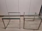 Set van 2 design glazen bijzettafels, Huis en Inrichting, Tafels | Bijzettafels, Ophalen, Minder dan 45 cm, Minder dan 55 cm, Vierkant