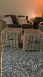 Rotan bijzettafels set, Huis en Inrichting, Tafels | Bijzettafels, Overige materialen, Minder dan 55 cm, Vierkant, Ophalen