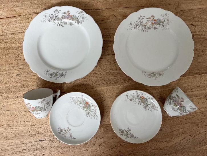 Serviesset ter ere van eerste communie, jaren '30/'40., Antiek en Kunst, Antiek | Servies los, Ophalen of Verzenden