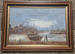 XL schilderij Havenzicht, Antiek en Kunst, Ophalen