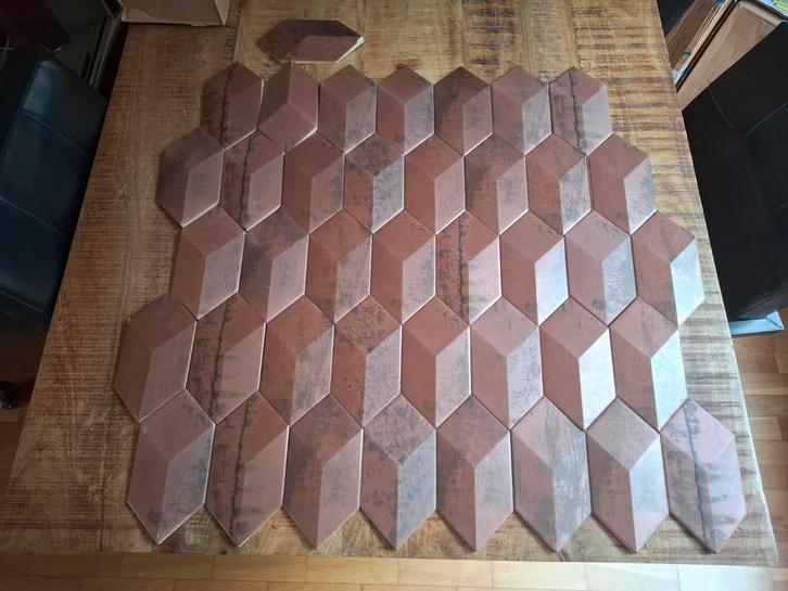 Doos tegels diamant vorm koper kleur, Doe-het-zelf en Verbouw, Tegels, Zo goed als nieuw, Wandtegels, Keramiek, Minder dan 20 cm