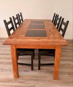 Teakhouten Eettafel met 6 Stoelen, Huis en Inrichting, Tafels | Eettafels, Gebruikt, 100 tot 150 cm, Teakhout, 200 cm of meer