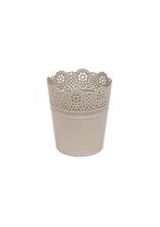BLOEMPOT ROND LACE 16cm TAUPE Prosperplast 3 STUKS Nieuw, Kunststof, -, -, Rond