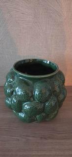 Leuke groene vaas met citroen motief, Ophalen, Aardewerk of Porselein, Zo goed als nieuw, Minder dan 50 cm