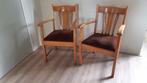 2 Vintage jaren '50 stoelen, Huis en Inrichting, Stoelen, Ophalen, Gebruikt, Twee, Bruin
