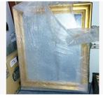 spiegel in houten sierlijst gouden kleur, gemaakt als antiek, Ophalen, Minder dan 50 cm, Nieuw, Minder dan 100 cm