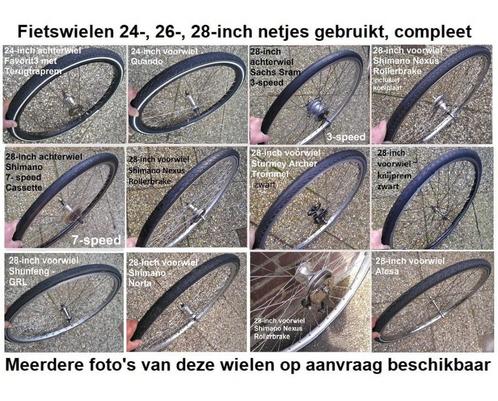 Fietswielen 24-inch en 28-inch, gebruikt - compleet met band, Fietsen en Brommers, Fietsonderdelen, Gebruikt, Algemeen, Wiel, Ophalen