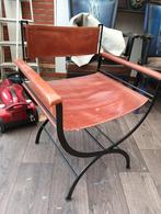 Regisseursstoel Leer/Metaal, Ophalen, Gebruikt, Minder dan 75 cm, Vintage