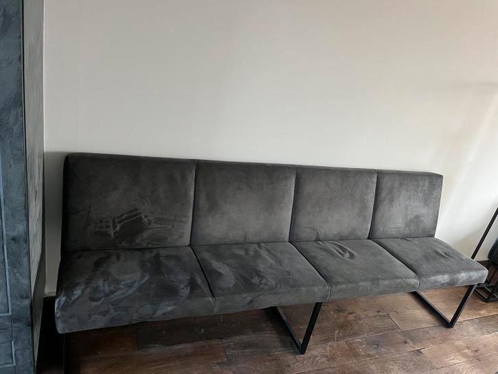 Eetkamerbank, Huis en Inrichting, Stoelen, Zo goed als nieuw, Eén, Metaal, Stof, Grijs, Ophalen