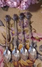 Set van 4 verzilverde vintage theelepeltjes, schelp, Shell, Ophalen of Verzenden, Zilver