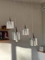 Leuke hanglamp met 4 halogeenlampen, Huis en Inrichting, Tijdloos, rvs, 50 tot 75 cm, Ophalen of Verzenden, Zo goed als nieuw