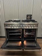 Luxe Boretti Fornuis RVS 6 pits met dubbele oven 100 cm, Fornello Esperta, Ophalen of Verzenden, Zo goed als nieuw, Energieklasse A of zuiniger