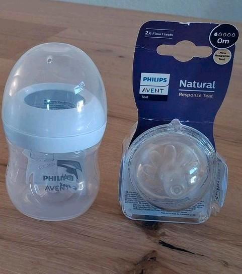 Flesje Philips Avent 125 ml incl. 2 spenen maat 1, Kinderen en Baby's, Babyvoeding en Toebehoren, Zo goed als nieuw, Overige typen