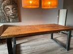 Industriële Mango Houten Eettafel, Huis en Inrichting, Ophalen, Gebruikt, 100 tot 150 cm, Teakhout