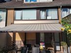 Zonnescherm knikarm ca 5x4 meter, Ophalen, Gebruikt, 450 cm of meer, Elektrisch
