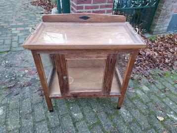 Art Deco eiken theekastje met los dienblad. beschikbaar voor biedingen