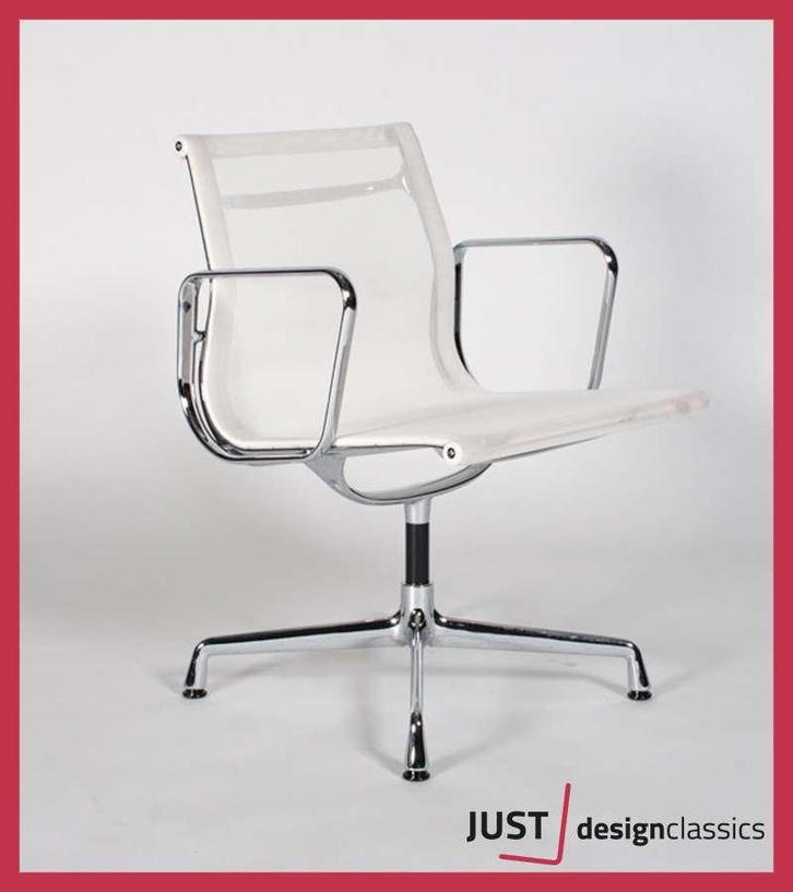 Vitra Eames ea107 Wit Netweave Chroom (voorraad:4), Huis en Inrichting, Stoelen, Gebruikt