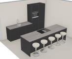 SHOWROOMKEUKEN COMPLEET  APPARATUUR  EILAND MET KASTENWAND, Huis en Inrichting, Keuken | Complete keukens, Zwart, Overige typen