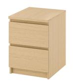2x IKEA MALM Ladekast, Huis en Inrichting, Kasten | Ladekasten, Ophalen, 1 of 2 laden, Eikenhout, 50 tot 100 cm