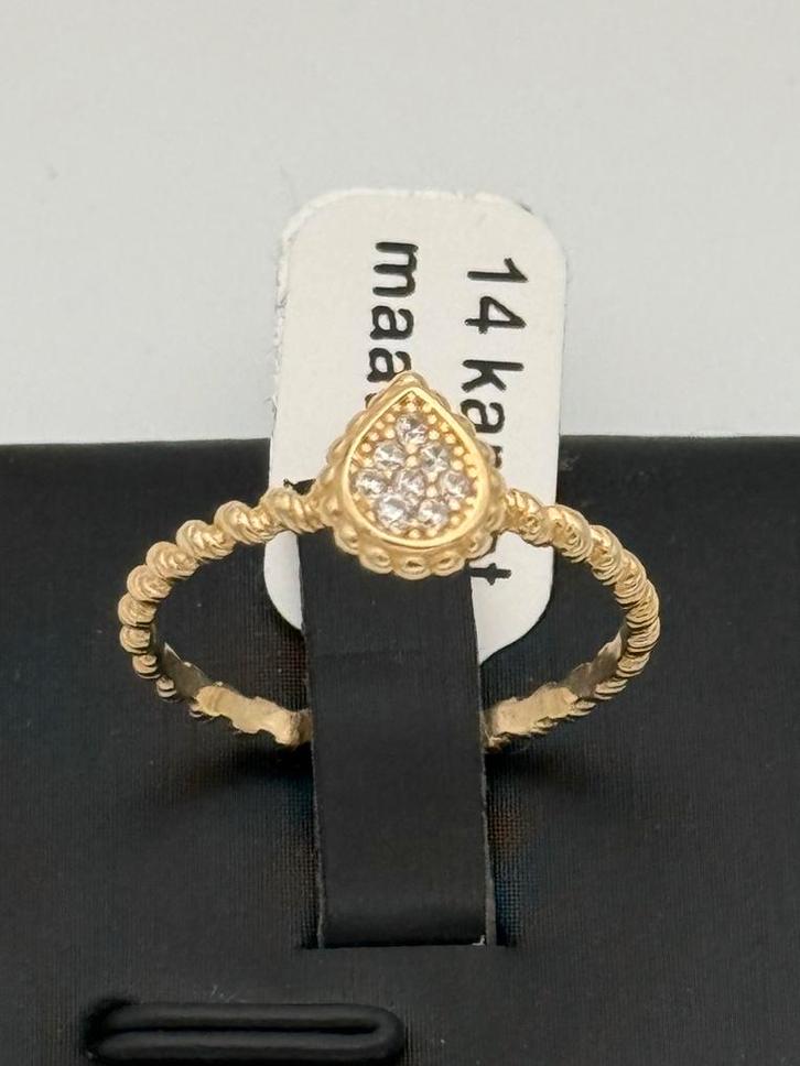 Prachtige 14 karaat gouden damesring maat 17 nieuw, Sieraden, Tassen en Uiterlijk, Ringen, Nieuw, Dame, 17 tot 18, Goud, Goud