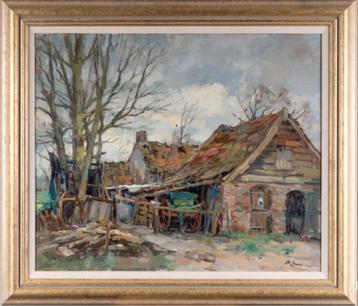 Jos Leurs (1947). Gezicht op een oude boerderij. beschikbaar voor biedingen