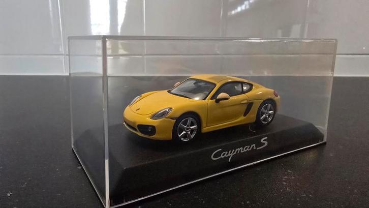 Minichamps 1:43 Porsche Cayman S Geel, Hobby en Vrije tijd, Modelauto's | 1:43, Gebruikt, Auto, MiniChamps, Ophalen
