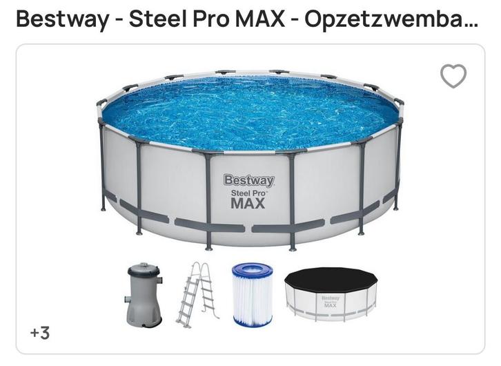 Opzetzwembad Bestway incl. warmtepomp, Tuin en Terras, Zwembaden, Gebruikt, Opzetzwembad, 120 cm of meer, 200 tot 400 cm, 300 cm of meer