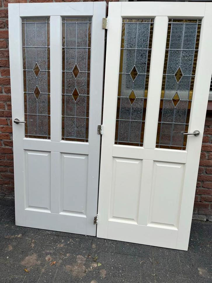 2 Glas in Lood Deuren, Doe-het-zelf en Verbouw, Deuren en Horren, Gebruikt, Binnendeur, 200 tot 215 cm, 80 tot 100 cm, Glas, Ophalen of Verzenden