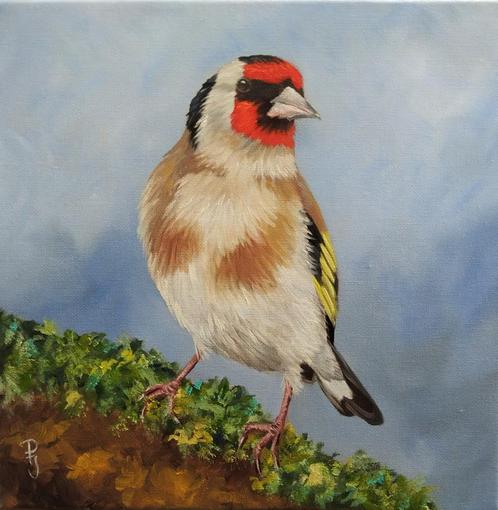 Schilderij puttertje 109 - eigen werk - distelvink - vogels, Huis en Inrichting, Woonaccessoires | Schilderijen, Tekeningen en Foto's