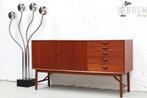 Hvidt Teak Sideboard Credenza Vintage Deens Design Jaren, Gebruikt, 150 tot 200 cm, 25 tot 50 cm, Met deur(en)