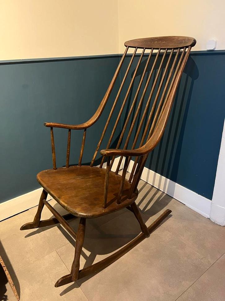 Vintage Grandessa Schommelstoel Lena Larsson Nesto, Huis en Inrichting, Stoelen, Gebruikt, Eén, Hout, Bruin, Ophalen