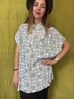 Vintage blouse, maat 48/4XL -leuk patroon -vierkantjes- 90's, Kleding | Dames, Fer Bluse, Wit, Maat 46/48 (XL) of groter, Ophalen of Verzenden