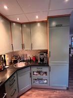 Nette olijfgroene hoekkeuken met inbouwapparatuur, Gebruikt, Hoekkeuken, Graniet of Steen, Ophalen of Verzenden