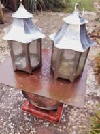 2 chromen kaarsen  buiten lampen, Ophalen of Verzenden, Gebruikt, Metaal, 25 tot 50 cm